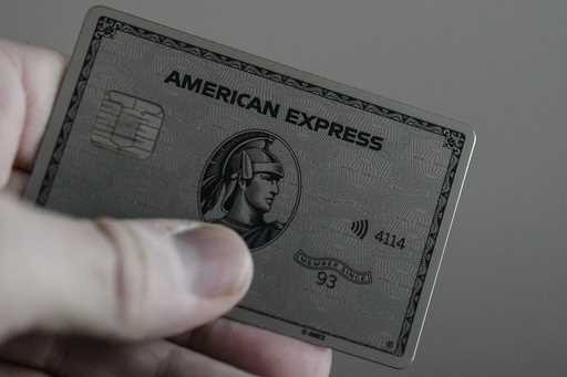 An American Express card is shown on January 18, 2024, in Atlanta. (AP Photo/Mike Stewart, File)