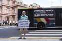 Juan Manuel Scala protests against Argentine President Javier Milei outside the Casa Rosada preside…