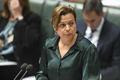 Australian Communications Minister Michelle Rowland speaks during House of Representatives Question…