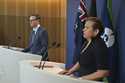 Assistant Treasurer Stephen Jones, left, and Minister for Communications Michelle Rowland attend a …