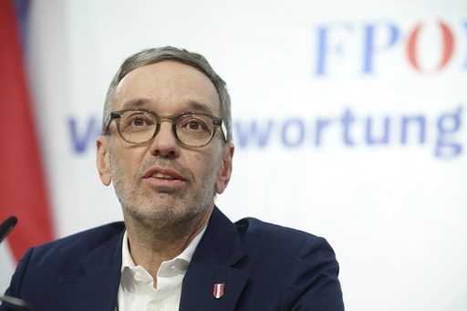 The leader of Austria's Freedom Party, Herbert Kickl, addresses a news conference, in Vienna, Austr…