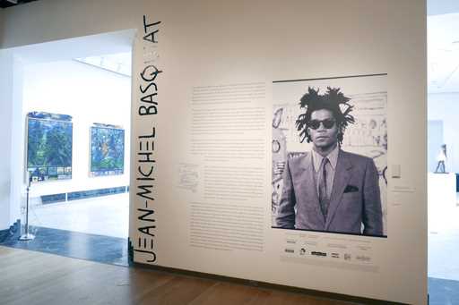 The entrance to an exhibit by artist Jean-Michel Basquiat at the Orlando Museum of Art, June 1, 202…