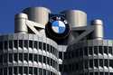 The logo of German car manufacturer BMW is fixed at the headquarters in Munich, Germany, Friday, Ma…