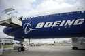 The Boeing 777X airplane is shown at the Paris Air Show in Le Bourget, north of Paris, France, on J…