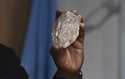 A person holds a 2,492-carat diamond which was found in the country and on show, in Gaborone, Botsw…