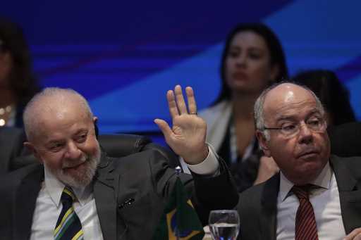 Brazil's President Luiz Inacio Lula da Silva waves during the opening event of the Global Alliance …