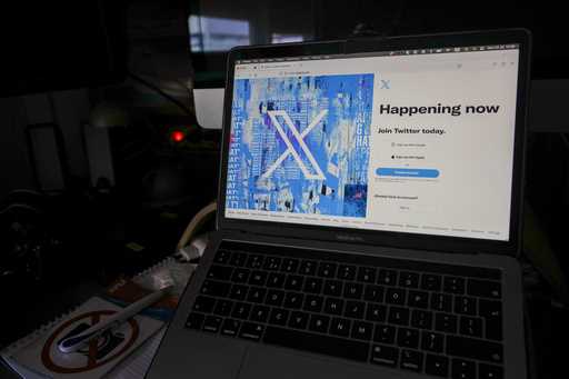 A view of a laptop shows the Twitter sign-in page with their logo, in Belgrade, Serbia, Monday, Jul…