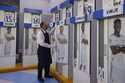 The Real Madrid first-team changing room lockers from Santiago Bernabeu Stadium are displayed at So…