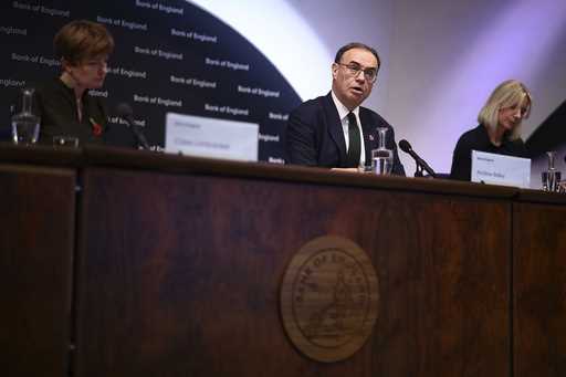 Bank of England Governor Andrew Bailey speaks during the central bank's Monetary Policy Report pres…