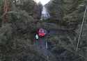 A car abandoned in Tryst Road in Larbert surrounded by fallen trees after Storm Eowyn, in Larbert, …