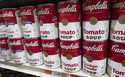 Cans of Campbell's soup are displayed in a supermarket on March 25, 2021, in New York