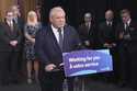 Ontario Premier Doug Ford speaks to members of the media as mayors from selected municipalities and…