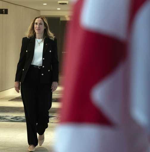 Canadian Ambassador to the United States Kirsten Hillman arrives for a scrum with reporters ahead o…