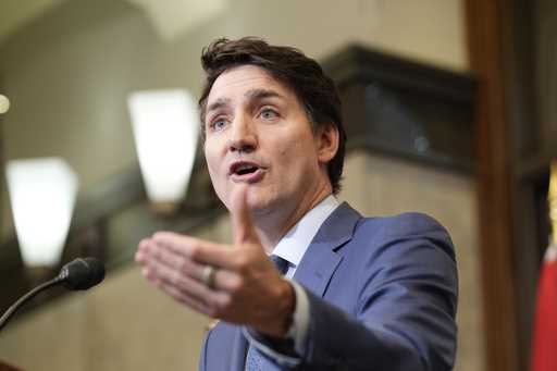 Prime Minister Justin Trudeau holds a news conference on imposed U