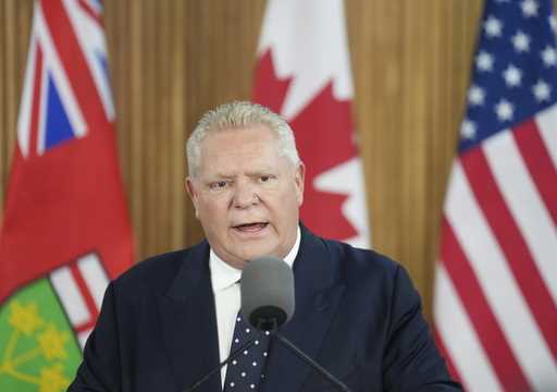 Ontario Premier Doug Ford holds a news conference regarding the new tariffs that the United States …