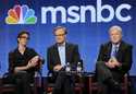 MSNBC hosts Rachel Maddow, left, Lawrence O'Donnell, center, and Chris Matthews take part in a pane…