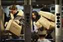 Shoppers manage their bags as they enter a subway turnstile, November 29, 2024, in New York