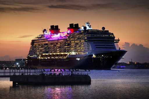 Disney Cruise Line's newest ship, The Treasure, arrives at dawn Port Canaveral, Fla