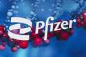 The Pfizer logo is displayed at the company's headquarters, Friday, February 5, 2021, in New York