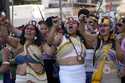 Waorani Indigenous women take part in a demonstration in Quito, Ecuador, August 20, 2024, demanding…