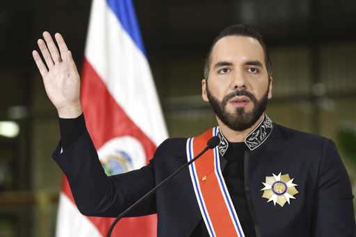 El Salvador President Nayib Bukele speaks after receiving Costa Rica's highest honor from President…