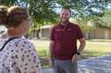 Trevor Cowling speaks with a parishioner at Valley Baptist Church, Tuesday, June 18, 2024, in Mesa,…