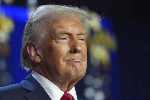 Republican presidential nominee former President Donald Trump arrives at an election night watch pa…