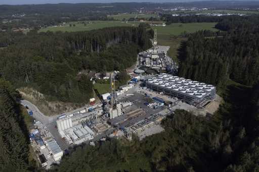 A geothermal site is under construction in Geretsried, Germany, Sept