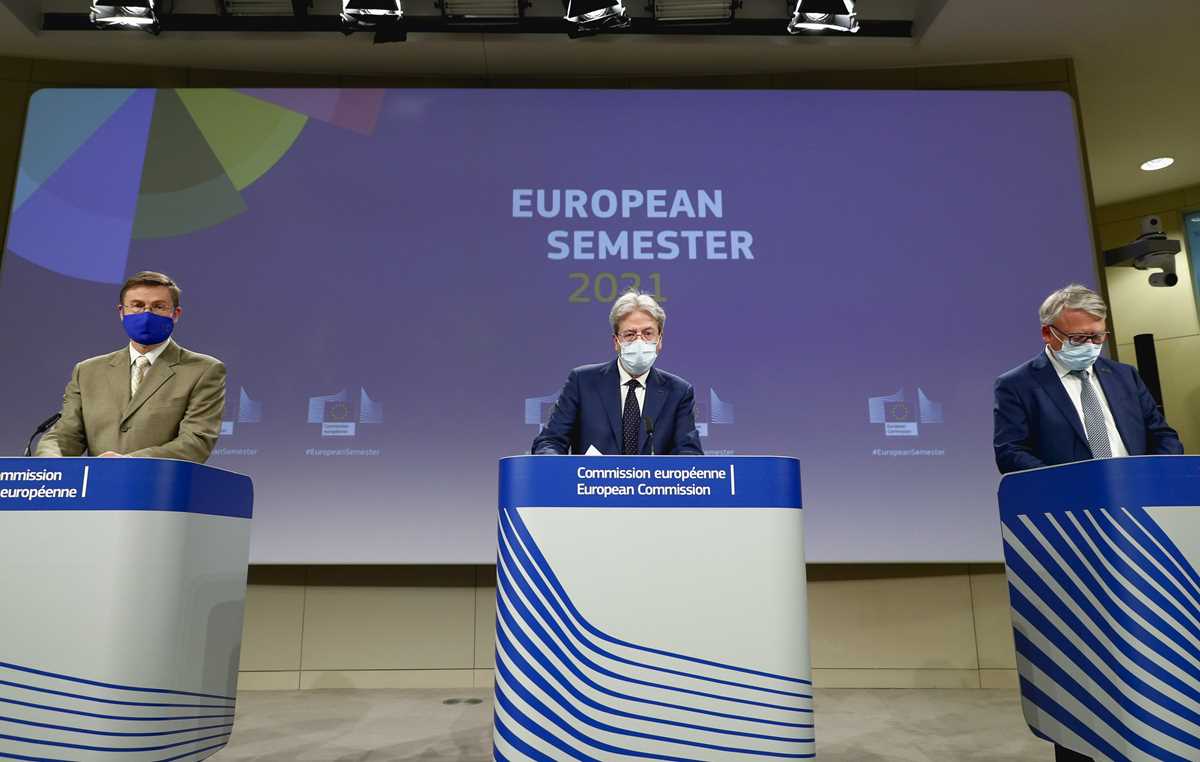 EU Commission news conference on European Semester Spring Package in Brussels