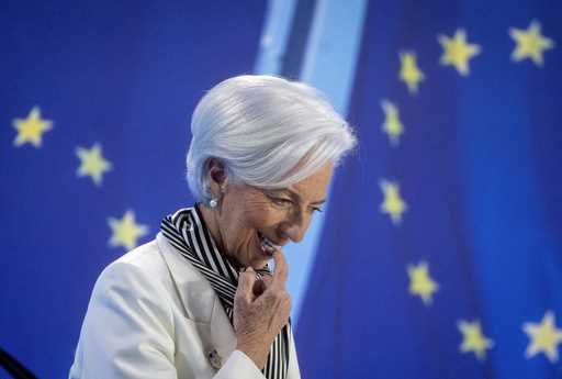 President of European Central Bank, Christine Lagarde, attends a press conference after an ECB's go…