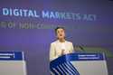 European Commissioner for Europe fit for the Digital Age, Margrethe Vestager speaks during a media …