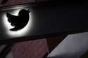 The Twitter logo is seen on the awning of the building that houses the Twitter office in New York, …
