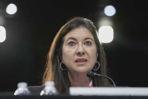 Adriana Kugler of Maryland, speaks during the Senate Banking, Housing, and Urban Affairs Committee …