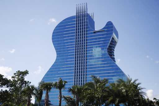 The guitar shaped hotel is seen at the Seminole Hard Rock Hotel and Casino on October 24, 2019, in …