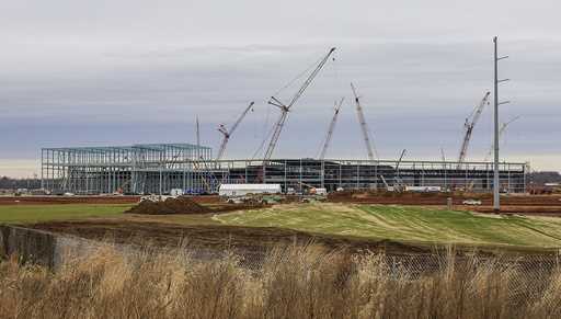 Construction continues on the first of two manufacturing plants as part of the BlueOval SK Battery …