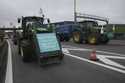 Farmers block a highway to protest the EU-Mercosur trade agreement, Monday, November 18, 2024 in Ve…