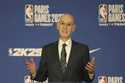 NBA Commissioner Adam Silver speaks at a news conference before a Paris Games 2025 NBA basketball g…