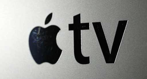 The logo for an Apple TV converter is seen on October 6, 2010, in New York