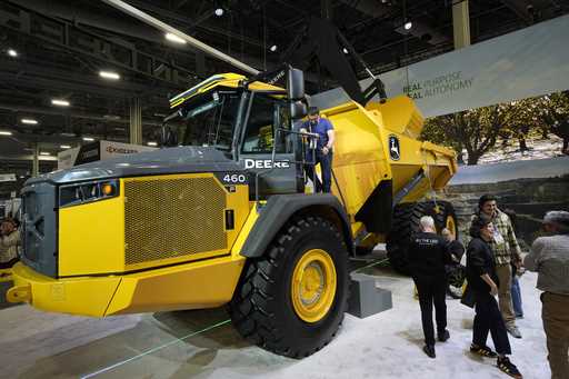 The Articulated Dump Truck is on display at the John Deere booth during the CES tech show Tuesday, …