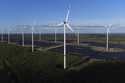 Wind turbines operate at the Klettwitz Nord solar energy park near Klettwitz, Germany, Tuesday, Oct…