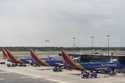 Southwest Airlines planes can be seen on the terminal at Baltimore/Washington International Thurgoo…