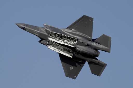 A US F-35 fighter jet performs during the opening day of the Dubai Air Show, United Arab Emirates, …