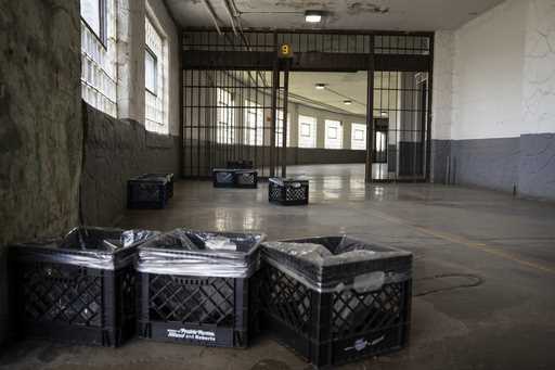 A leaking roof is seen at the Stateville Correctional Center, June 22, 2024