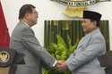 Indonesian President Prabowo Subianto, right, and Japan's Prime Minister Shigeru Ishiba attend a jo…