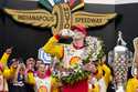 Josef Newgarden celebrates after winning the Indianapolis 500 auto race at Indianapolis Motor Speed…