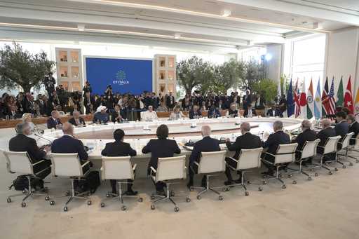 President Joe Biden and Italian Prime Minister Giorgia Meloni, left, attend the Partnership for glo…