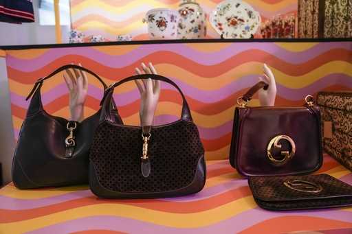 Vintage Gucci bags are displayed inside the new on-line concept store, called Gucci Vault, in Milan…