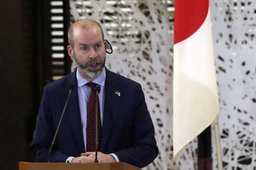 Britain's Secretary of State for Business and Trade Jonathan Reynolds speaks during a joint announc…