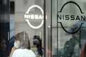 Logos at a Nissan showroom are seen in Ginza shopping district in Tokyo, March 31, 2023