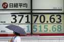 An electronic stock board shows Japan's Nikkei index in Tokyo Wednesday, Sept